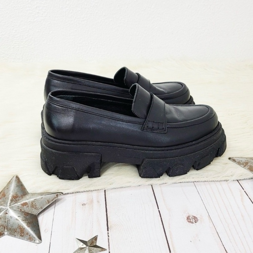Alohas Trailblazer Chunky Loafers Black leather lug sole size 38 - Picture 6 of 6